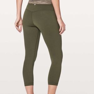 Olive Green Lululemon Align High-Rise Crop 21"